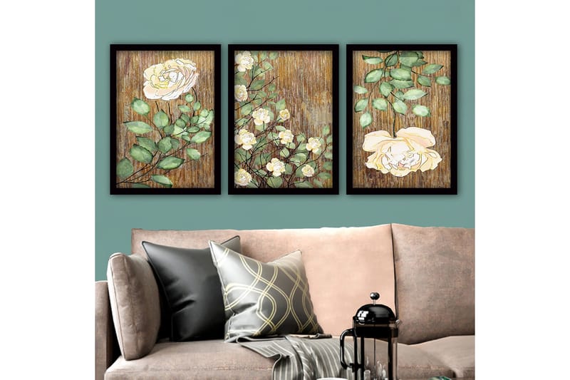 Dekorativ InnRammemet maling 3-Deler 35x45 cm - Flerfarget - Interiør - Maleri & posters - Lerretsbilder
