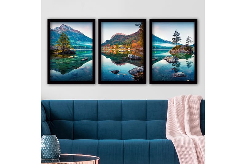Dekorativ InnRammemet maling 3-Deler 35x45 cm - Flerfarget - Interiør - Maleri & posters - Lerretsbilder
