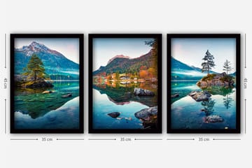 Dekorativ InnRammemet maling 3-Deler 35x45 cm - Flerfarget - Interiør - Maleri & posters - Lerretsbilder