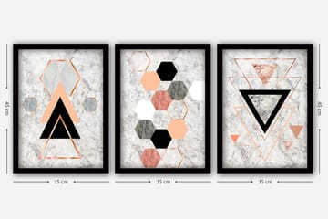 Dekorativ InnRammemet maling 3-Deler 35x45 cm - Flerfarget - Interiør - Maleri & posters - Lerretsbilder