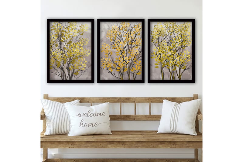 Dekorativ InnRammemet maling 3-Deler 35x45 cm - Flerfarget - Interiør - Maleri & posters - Lerretsbilder