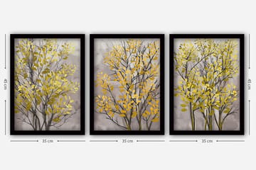 Dekorativ InnRammemet maling 3-Deler 35x45 cm - Flerfarget - Interiør - Maleri & posters - Lerretsbilder