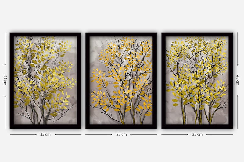 Dekorativ InnRammemet maling 3-Deler 35x45 cm - Flerfarget - Interiør - Maleri & posters - Lerretsbilder