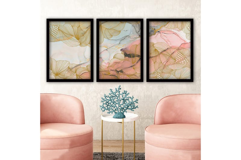 Dekorativ InnRammemet maling 3-Deler 35x45 cm - Flerfarget - Interiør - Maleri & posters - Lerretsbilder