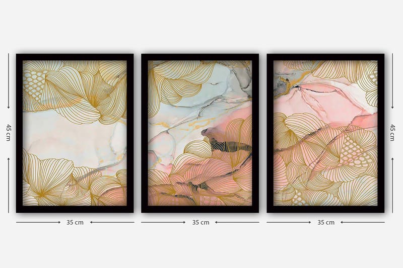 Dekorativ InnRammemet maling 3-Deler 35x45 cm - Flerfarget - Interiør - Maleri & posters - Lerretsbilder