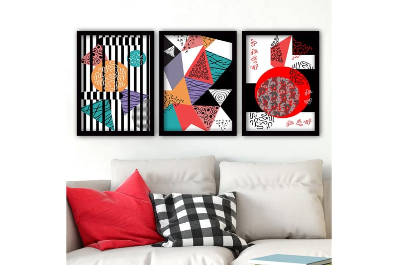 Dekorativ InnRammemet maling 3-Deler 35x45 cm - Flerfarget - Interiør - Maleri & posters - Lerretsbilder