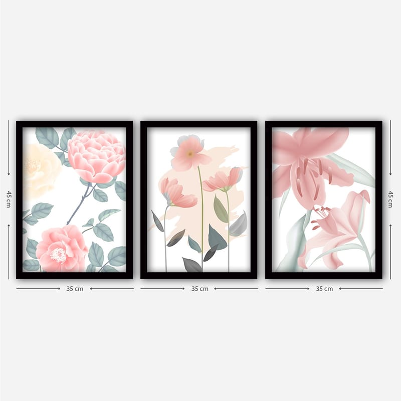 Dekorativ InnRammemet maling 3-Deler 35x45 cm - Flerfarget - Interiør - Maleri & posters - Lerretsbilder