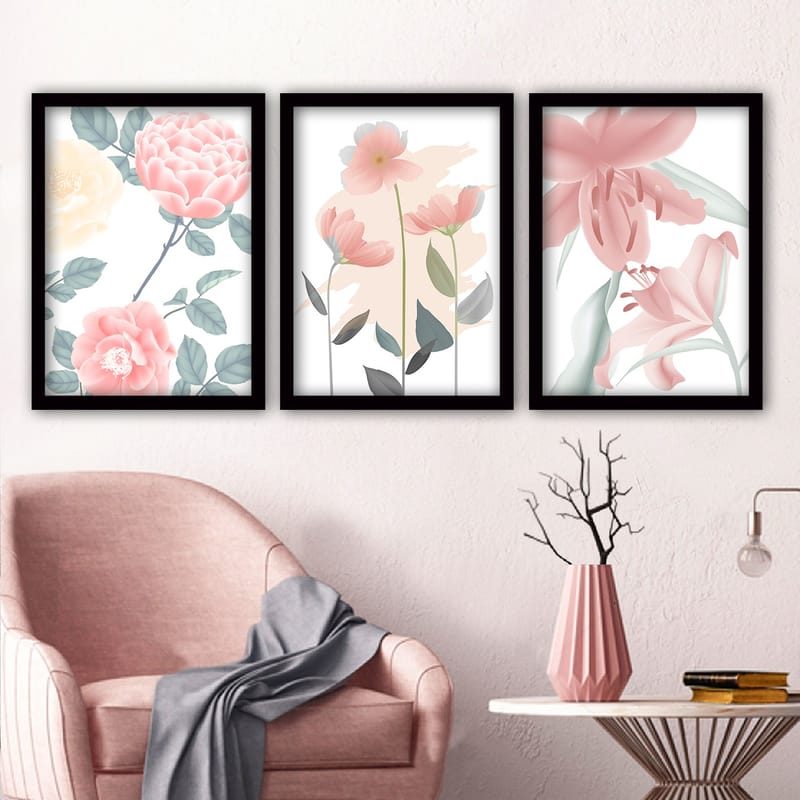 Dekorativ InnRammemet maling 3-Deler 35x45 cm - Flerfarget - Interiør - Maleri & posters - Lerretsbilder