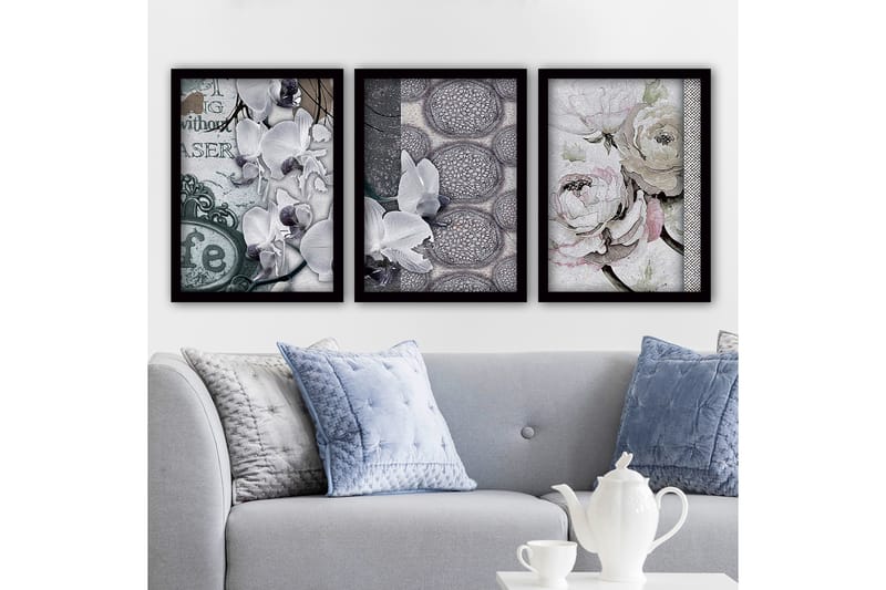 Dekorativ InnRammemet maling 3-Deler 35x45 cm - Flerfarget - Interiør - Maleri & posters - Lerretsbilder
