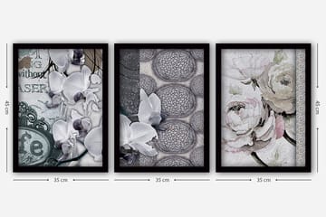 Dekorativ InnRammemet maling 3-Deler 35x45 cm - Flerfarget - Interiør - Maleri & posters - Lerretsbilder