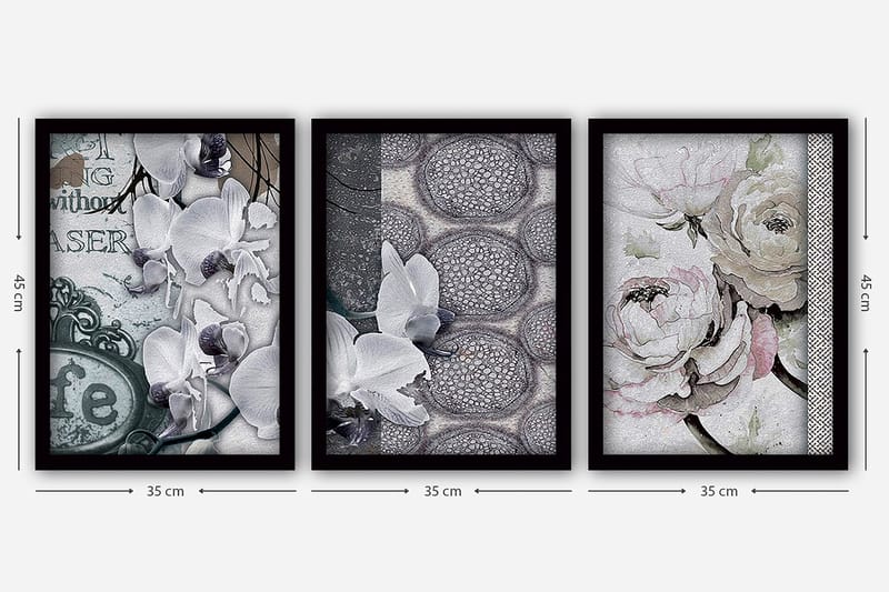 Dekorativ InnRammemet maling 3-Deler 35x45 cm - Flerfarget - Interiør - Maleri & posters - Lerretsbilder