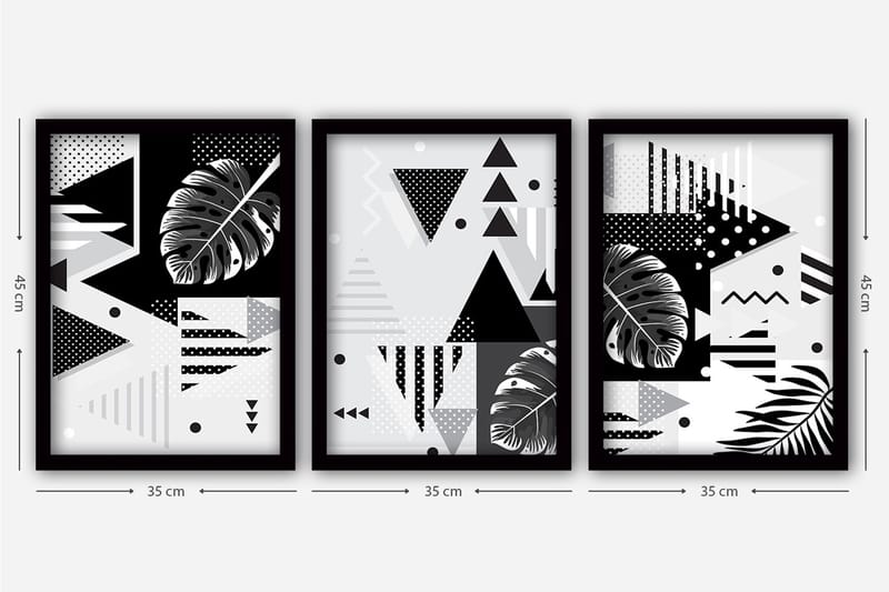 Dekorativ InnRammemet maling 3-Deler 35x45 cm - Flerfarget - Interiør - Maleri & posters - Lerretsbilder
