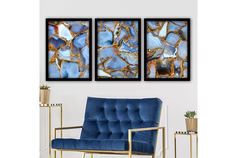Dekorativ InnRammemet maling 3-Deler 35x45 cm - Flerfarget - Interiør - Maleri & posters - Lerretsbilder