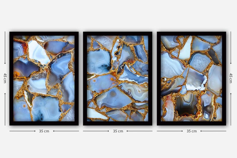 Dekorativ InnRammemet maling 3-Deler 35x45 cm - Flerfarget - Interiør - Maleri & posters - Lerretsbilder