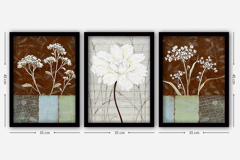 Dekorativ InnRammemet maling 3-Deler 35x45 cm - Flerfarget - Interiør - Maleri & posters - Lerretsbilder