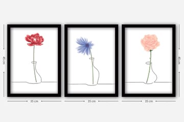 Dekorativ InnRammemet maling 3-Deler 35x45 cm - Flerfarget - Interiør - Maleri & posters - Lerretsbilder