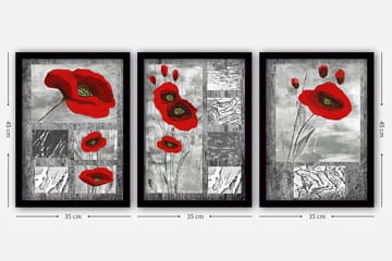 Dekorativ InnRammemet maling 3-Deler 35x45 cm - Flerfarget - Interiør - Maleri & posters - Lerretsbilder