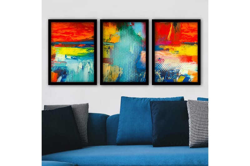 Dekorativ InnRammemet maling 3-Deler 35x45 cm - Flerfarget - Interiør - Maleri & posters - Lerretsbilder