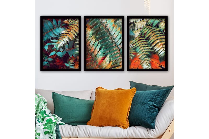 Dekorativ InnRammemet maling 3-Deler 35x45 cm - Flerfarget - Interiør - Maleri & posters - Lerretsbilder
