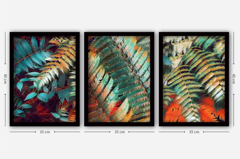 Dekorativ InnRammemet maling 3-Deler 35x45 cm - Flerfarget - Interiør - Maleri & posters - Lerretsbilder