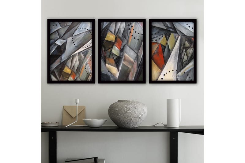 Dekorativ InnRammemet maling 3-Deler 35x45 cm - Flerfarget - Interiør - Maleri & posters - Lerretsbilder