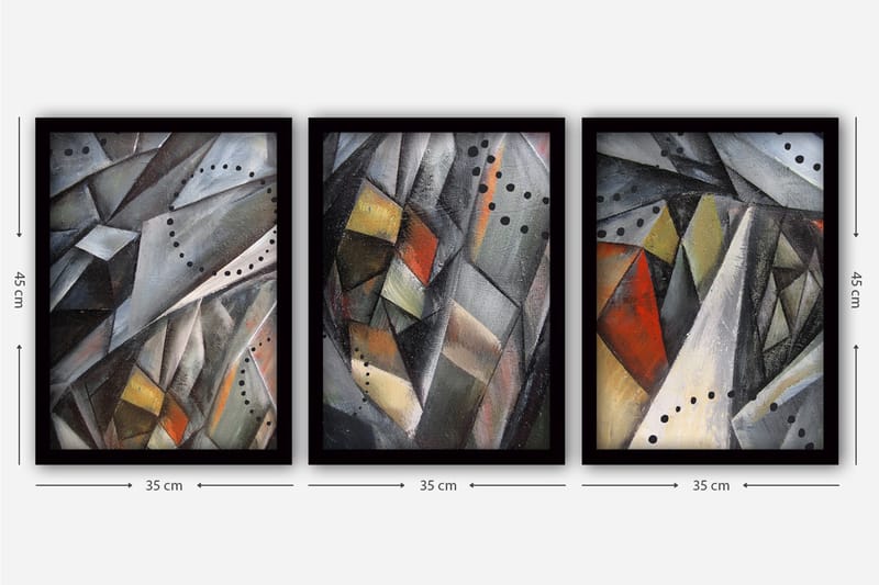 Dekorativ InnRammemet maling 3-Deler 35x45 cm - Flerfarget - Interiør - Maleri & posters - Lerretsbilder