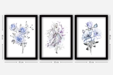 Dekorativ InnRammemet maling 3-Deler 35x45 cm - Flerfarget - Interiør - Maleri & posters - Lerretsbilder