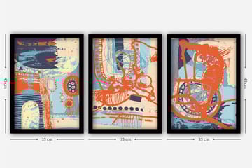 Dekorativ InnRammemet maling 3-Deler 35x45 cm - Flerfarget - Interiør - Maleri & posters - Lerretsbilder