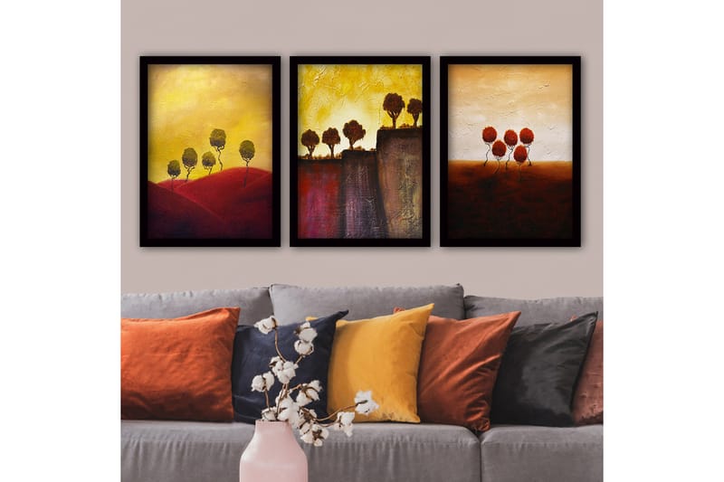 Dekorativ InnRammemet maling 3-Deler 35x45 cm - Flerfarget - Interiør - Maleri & posters - Lerretsbilder