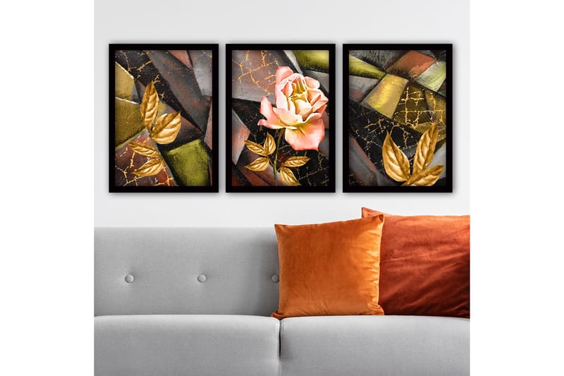 Dekorativ InnRammemet maling 3-Deler 35x45 cm - Flerfarget - Interiør - Maleri & posters - Lerretsbilder
