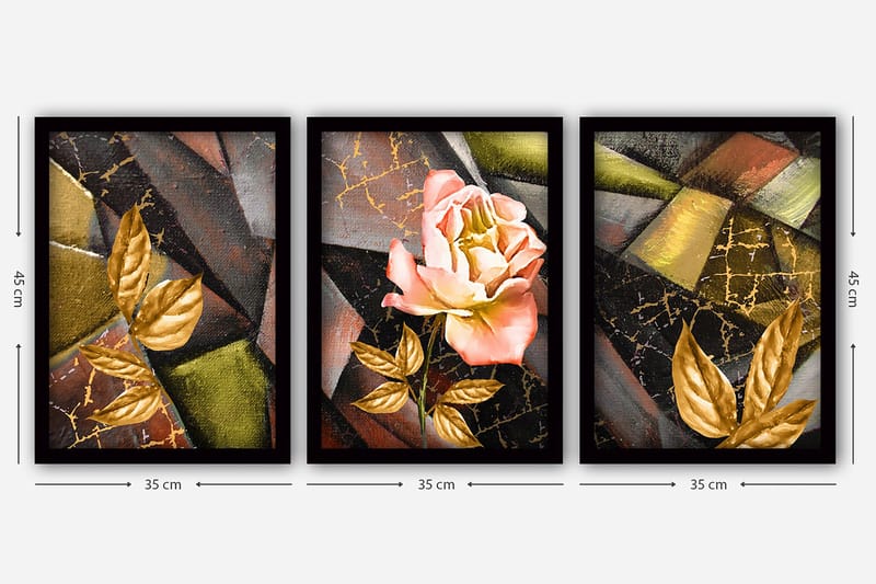 Dekorativ InnRammemet maling 3-Deler 35x45 cm - Flerfarget - Interiør - Maleri & posters - Lerretsbilder