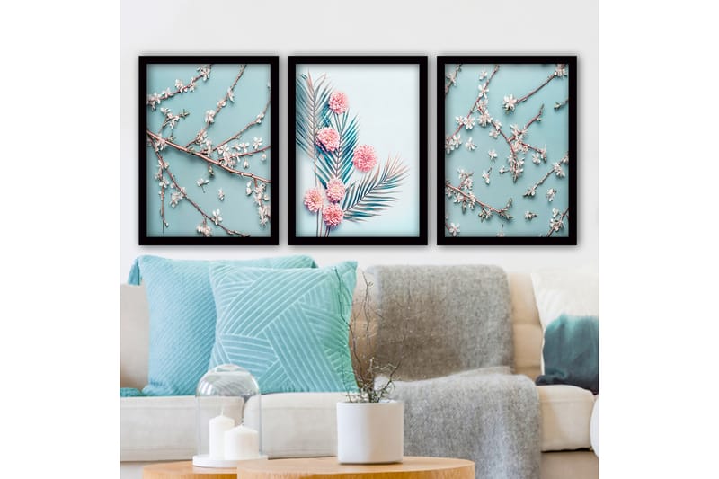 Dekorativ InnRammemet maling 3-Deler 35x45 cm - Flerfarget - Interiør - Maleri & posters - Lerretsbilder
