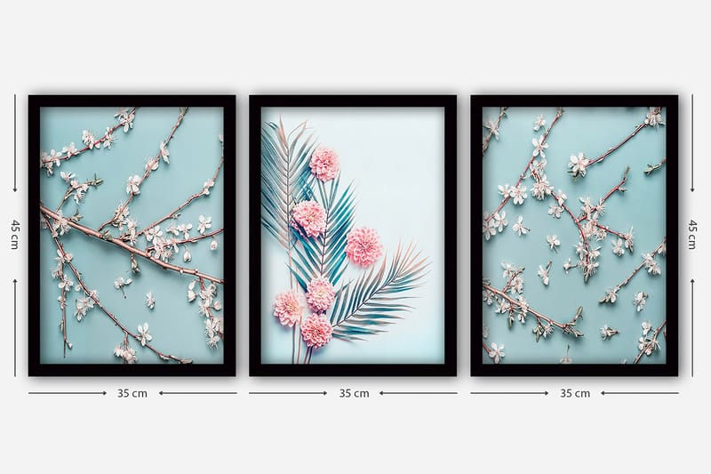 Dekorativ InnRammemet maling 3-Deler 35x45 cm - Flerfarget - Interiør - Maleri & posters - Lerretsbilder