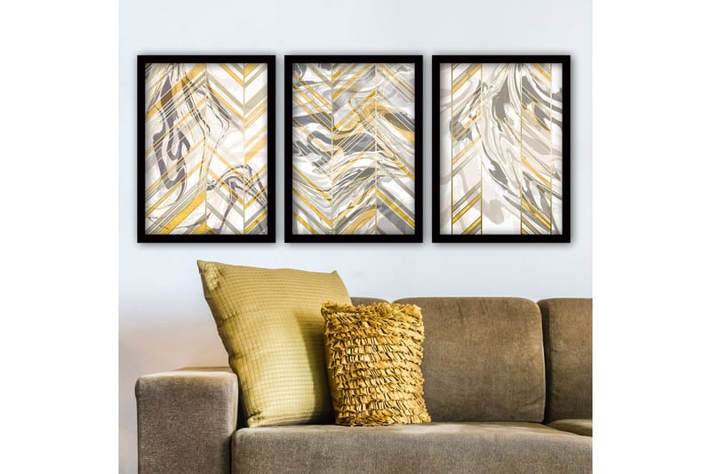 Dekorativ InnRammemet maling 3-Deler 35x45 cm - Flerfarget - Interiør - Maleri & posters - Lerretsbilder