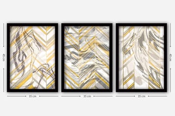 Dekorativ InnRammemet maling 3-Deler 35x45 cm - Flerfarget - Interiør - Maleri & posters - Lerretsbilder