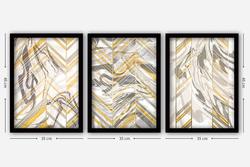 Dekorativ InnRammemet maling 3-Deler 35x45 cm - Flerfarget - Interiør - Maleri & posters - Lerretsbilder