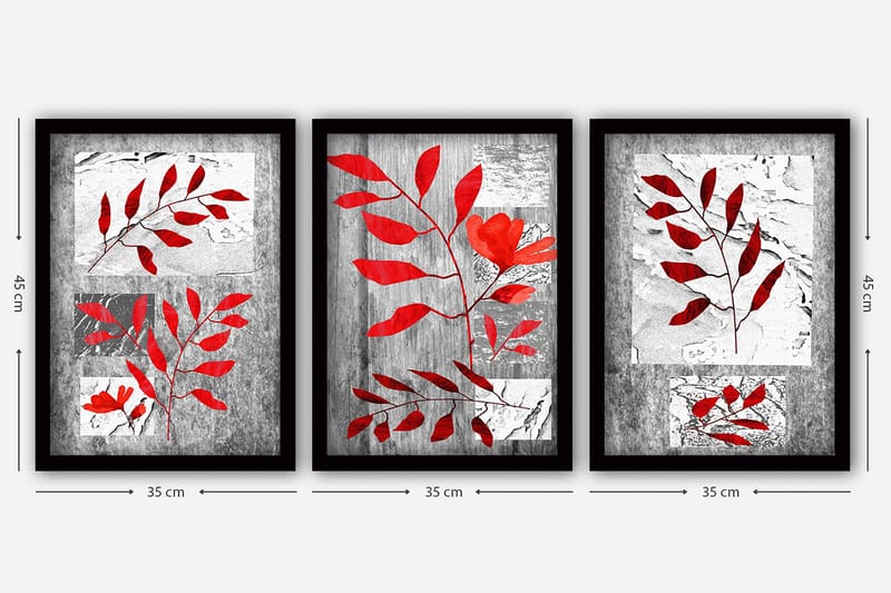 Dekorativ InnRammemet maling 3-Deler 35x45 cm - Flerfarget - Interiør - Maleri & posters - Lerretsbilder