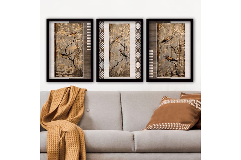 Dekorativ InnRammemet maling 3-Deler 35x45 cm - Flerfarget - Interiør - Maleri & posters - Lerretsbilder