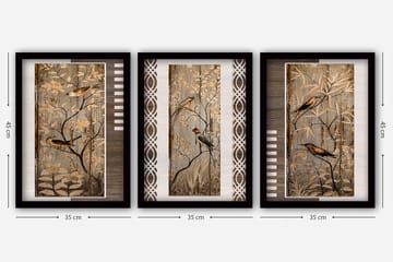 Dekorativ InnRammemet maling 3-Deler 35x45 cm - Flerfarget - Interiør - Maleri & posters - Lerretsbilder