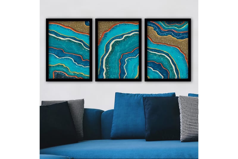 Dekorativ InnRammemet maling 3-Deler 35x45 cm - Flerfarget - Interiør - Maleri & posters - Lerretsbilder