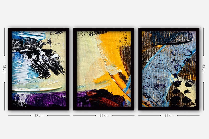Dekorativ InnRammemet maling 3-Deler 35x45 cm - Flerfarget - Interiør - Maleri & posters - Lerretsbilder