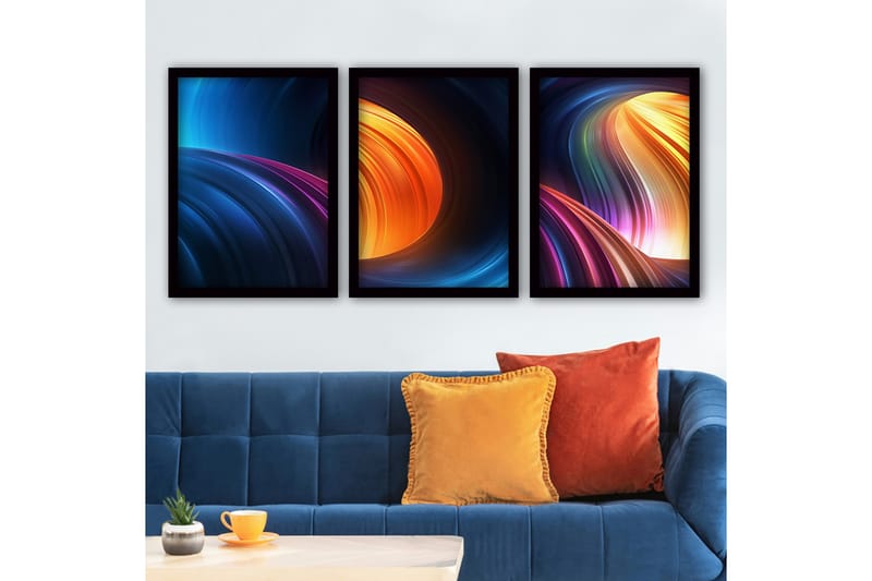 Dekorativ InnRammemet maling 3-Deler 35x45 cm - Flerfarget - Interiør - Maleri & posters - Lerretsbilder