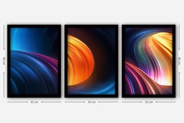 Dekorativ InnRammemet maling 3-Deler 35x45 cm - Flerfarget - Interiør - Maleri & posters - Lerretsbilder