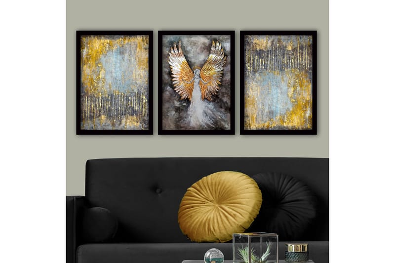 Dekorativ InnRammemet maling 3-Deler 35x45 cm - Flerfarget - Interiør - Maleri & posters - Lerretsbilder