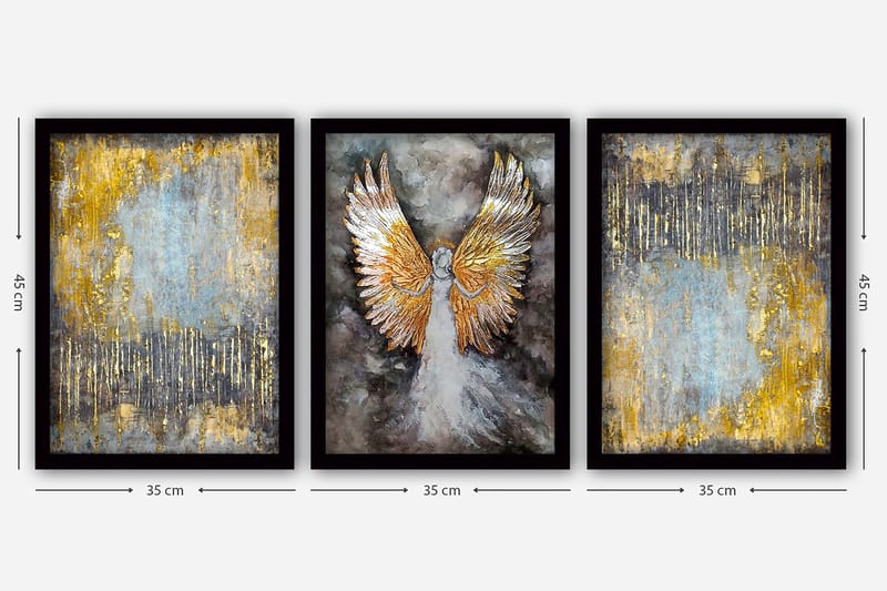 Dekorativ InnRammemet maling 3-Deler 35x45 cm - Flerfarget - Interiør - Maleri & posters - Lerretsbilder