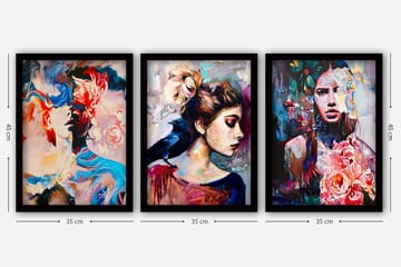 Dekorativ InnRammemet maling 3-Deler 35x45 cm - Flerfarget - Interiør - Maleri & posters - Lerretsbilder