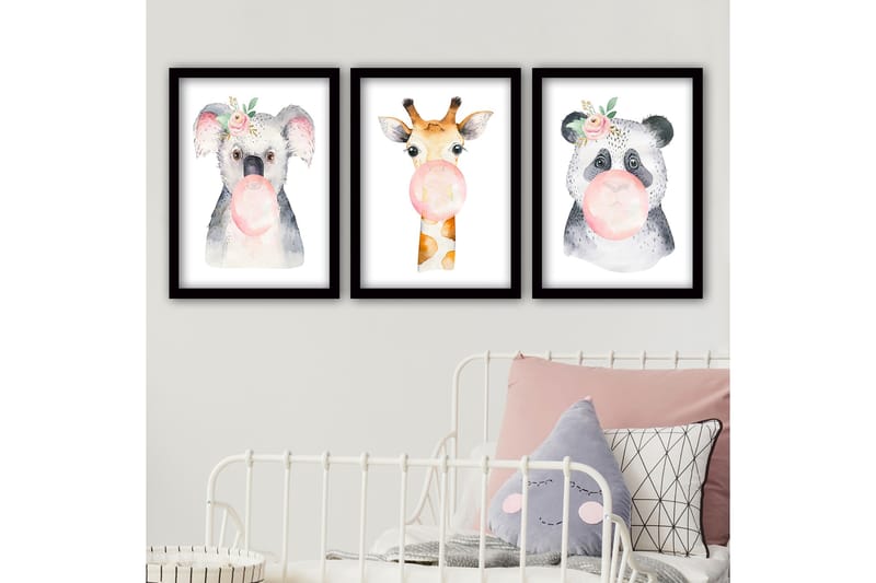 Dekorativ InnRammemet maling 3-Deler 35x45 cm - Flerfarget - Interiør - Maleri & posters - Lerretsbilder