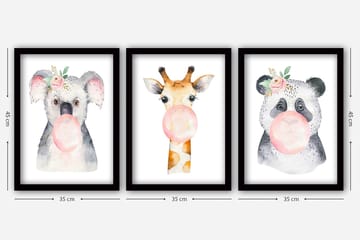 Dekorativ InnRammemet maling 3-Deler 35x45 cm - Flerfarget - Interiør - Maleri & posters - Lerretsbilder