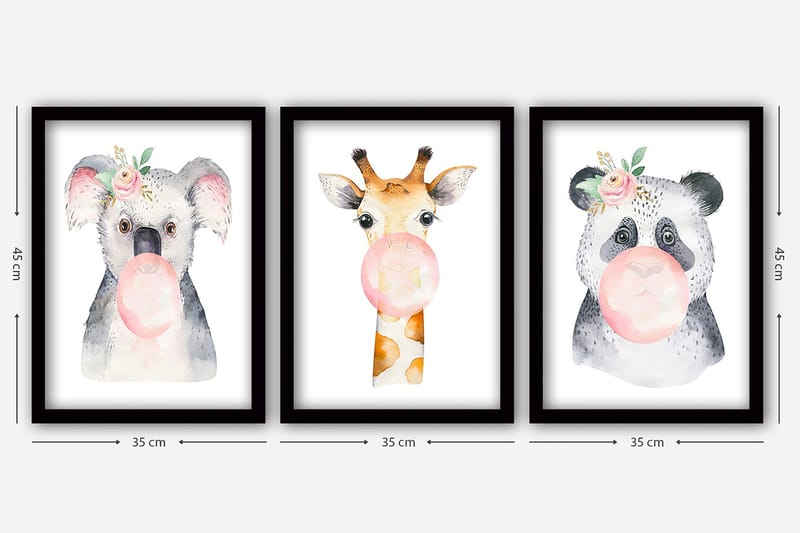 Dekorativ InnRammemet maling 3-Deler 35x45 cm - Flerfarget - Interiør - Maleri & posters - Lerretsbilder