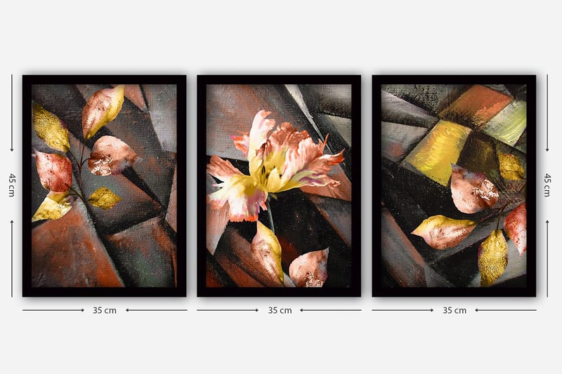 Dekorativ InnRammemet maling 3-Deler 35x45 cm - Flerfarget - Interiør - Maleri & posters - Lerretsbilder